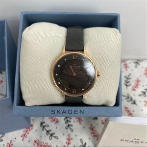 Skagen Gray Leather Watch